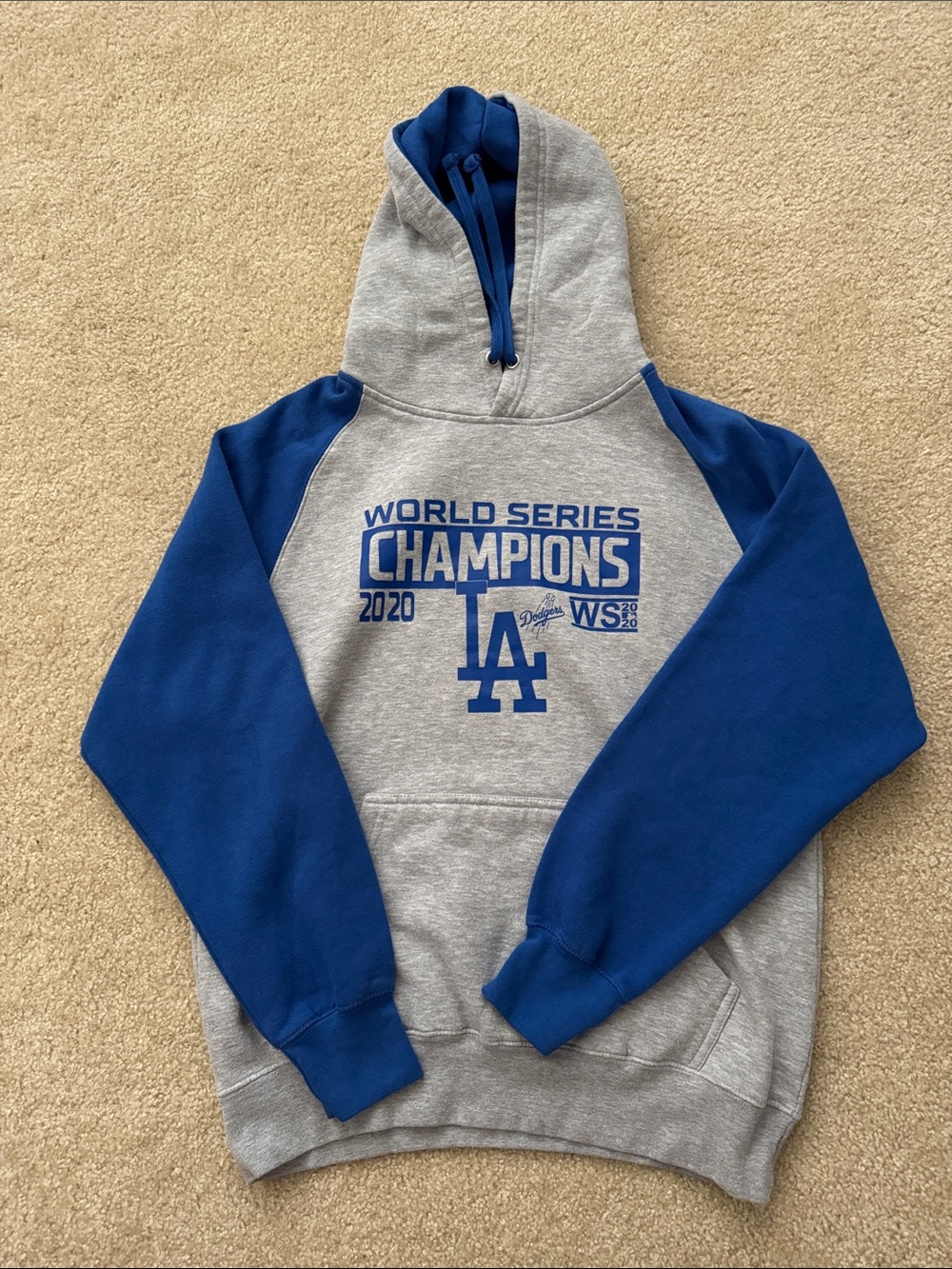 Los Angeles Dodgers 2020 World Series Champions Gray & Blue Hoodie